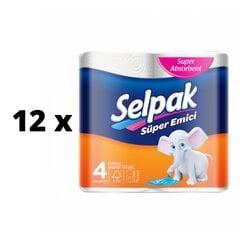 Бумажные полотенца Selpak 3 слоя, 4 шт. х 12 шт. упаковка цена и информация | Туалетная бумага, бумажные полотенца | pigu.lt