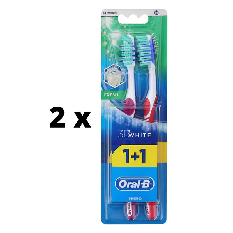 Dantų šepetėlis Oral-B 3DW Fresh 40 Medium 1+1 x 2 vnt. pakuotė kaina ir informacija | Dantų šepetėliai, pastos | pigu.lt