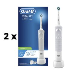 Elektrinis dantų šepetėlis ORAL-B Vitality D100 White x 2 vnt. pakuotė kaina ir informacija | Elektriniai dantų šepetėliai | pigu.lt