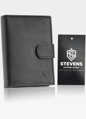 Мужской кожаный кошелек в деревянной коробке Stevens 326A, черный цена и информация | Мужские кошельки | pigu.lt
