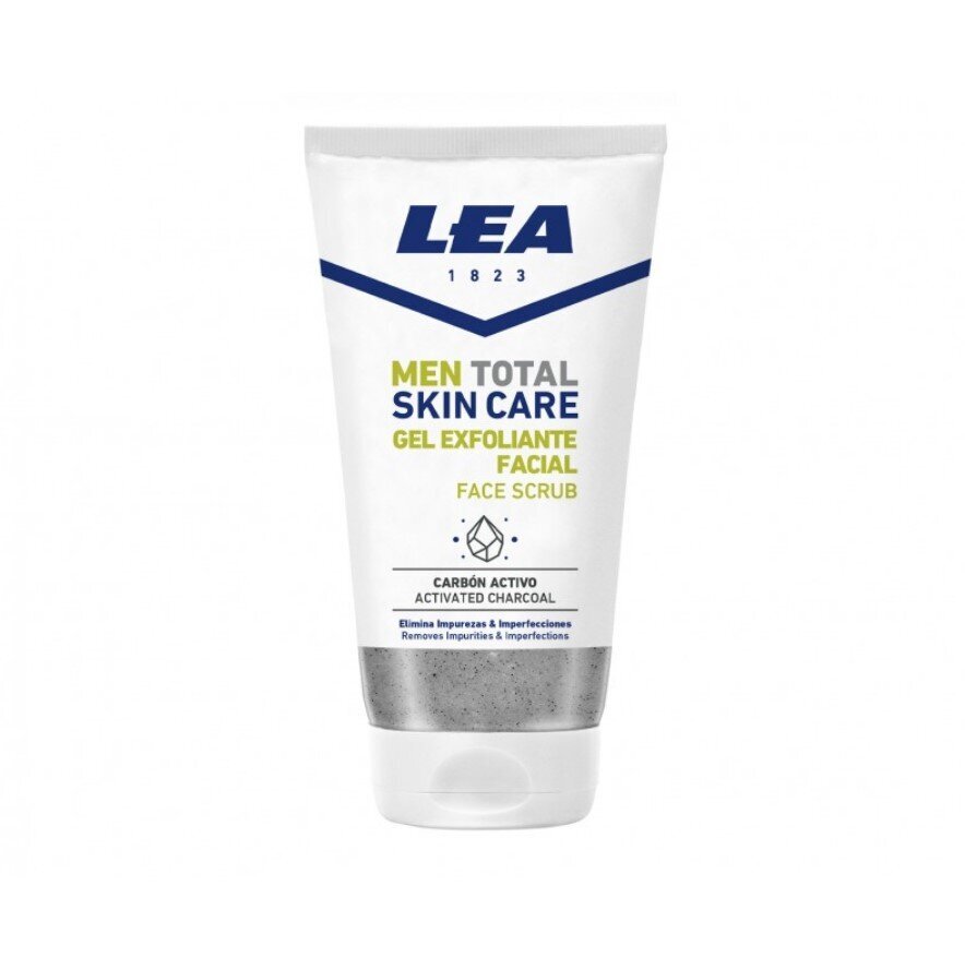 Vyriškas veido prausiklis-eksfoliantas su aktyvuota anglimi lea men total skin care, 150 ml цена и информация | Veido prausikliai, valikliai | pigu.lt