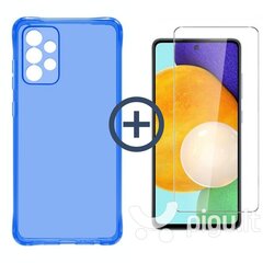 Protection Set - skaidrus silikoninis apsauginis dangtelis melynas + grūdinto stiklo ekrano apsauga Soundberry Basic, skirtas Samsung Galaxy A13 kaina ir informacija | Telefono dėklai | pigu.lt