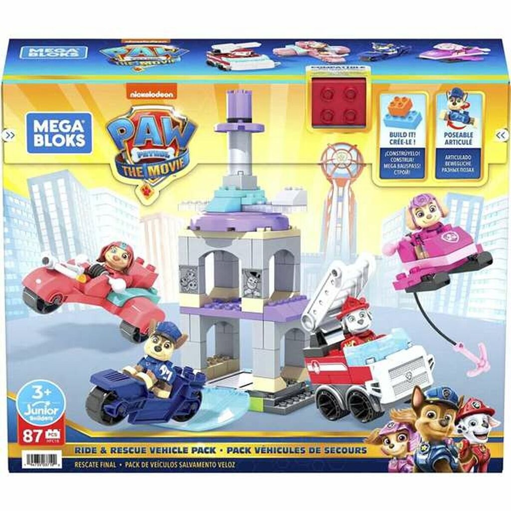 Žaidimų rinkinys The Paw Patrol, Mega Blocks, 30 x 36 x 12 cm., 87 dalys kaina ir informacija | Konstruktoriai ir kaladėlės | pigu.lt