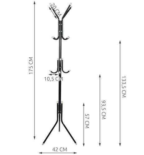 Kabykla stovima 170 cm, juoda kaina ir informacija | Drabužių kabyklos | pigu.lt