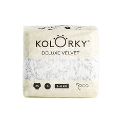 Подгузники KOLORKY «DELUX Velvet», S (3-6 кг), 25 шт. цена и информация | Подгузники | pigu.lt