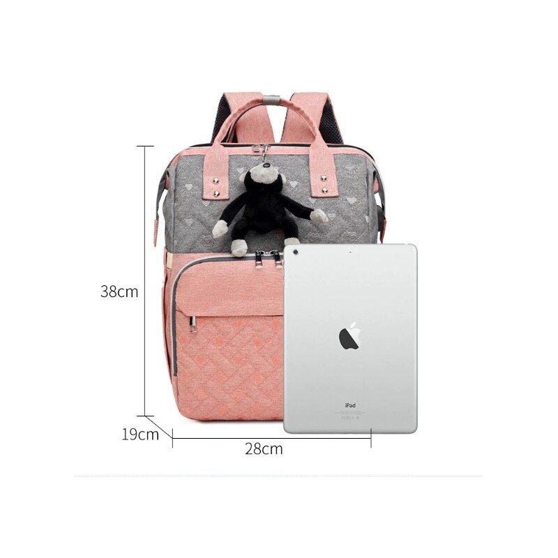 Mamos kuprinė-rankinė, pilka su USB laidu kaina ir informacija | Vežimėlių priedai | pigu.lt