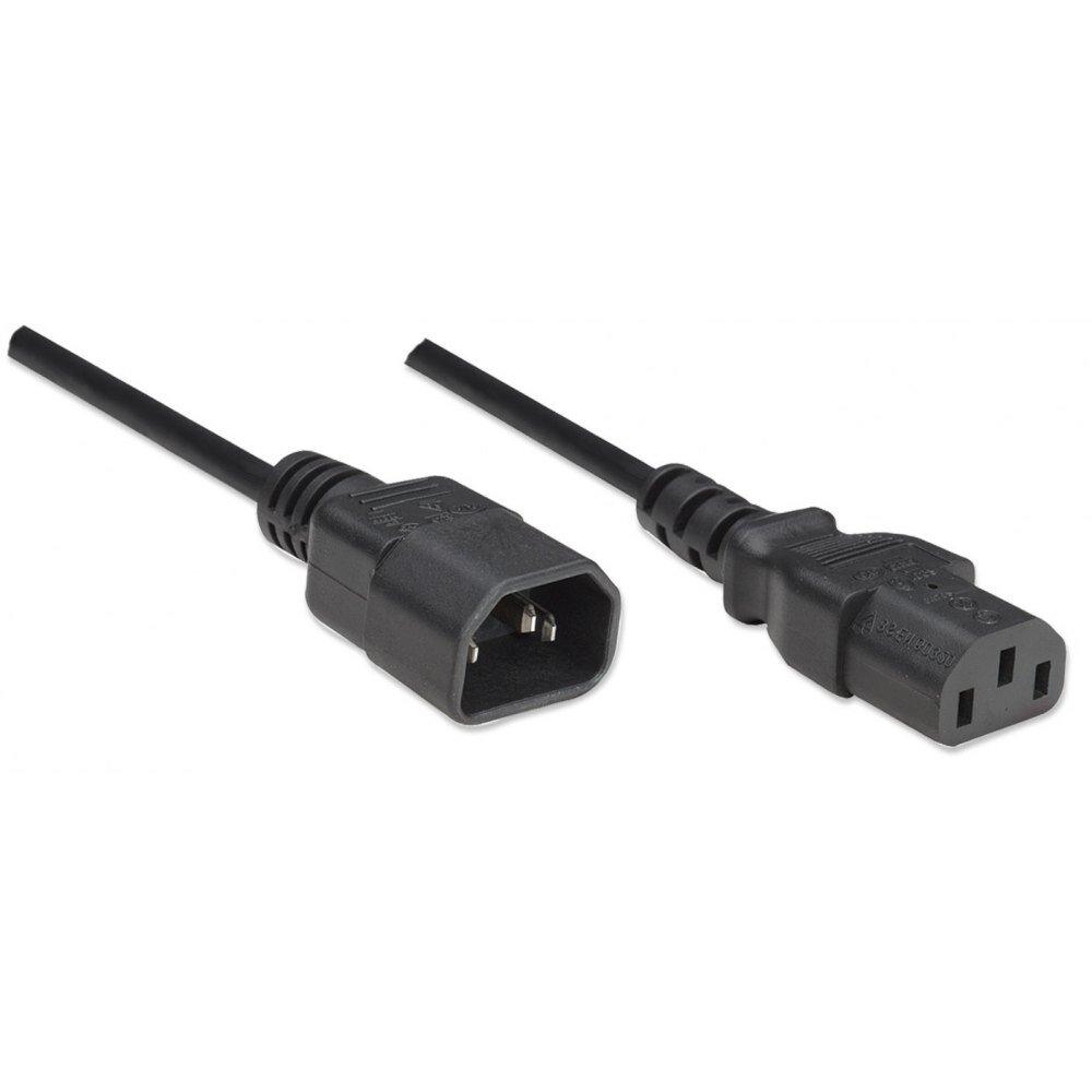 Maitinimo kabelis Manhattan IEC320 C14 į C13 10A 1 m, juodas цена и информация | Kabeliai ir laidai | pigu.lt
