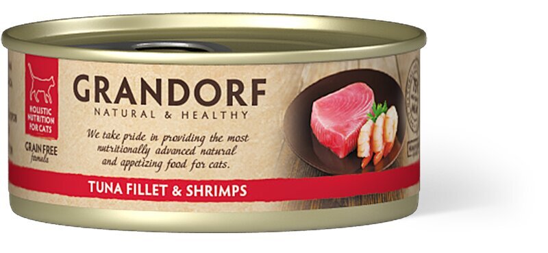 Grandorf kačių konservai su tuno file ir krevetėmis kaina ir informacija | Konservai katėms | pigu.lt