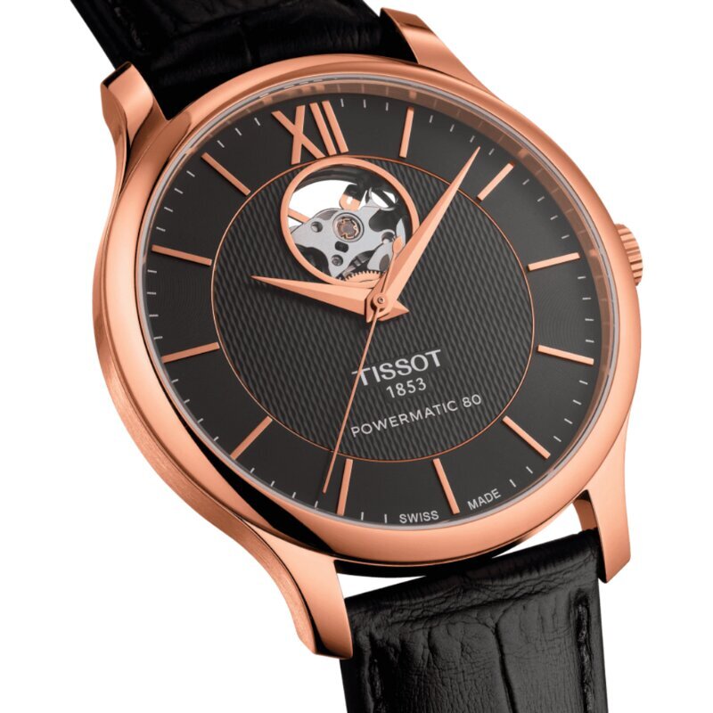 Vyriškas laikrodis Tissot Tradition Powermatic 80 open Heart T063.907.36.068.00 kaina ir informacija | Vyriški laikrodžiai | pigu.lt