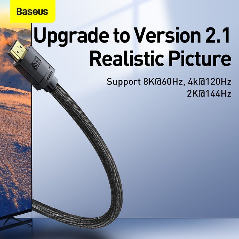 Kabelis Baseus High Definition 8K HDMI 1.5m WKGQ040101 kaina ir informacija | Kabeliai ir laidai | pigu.lt