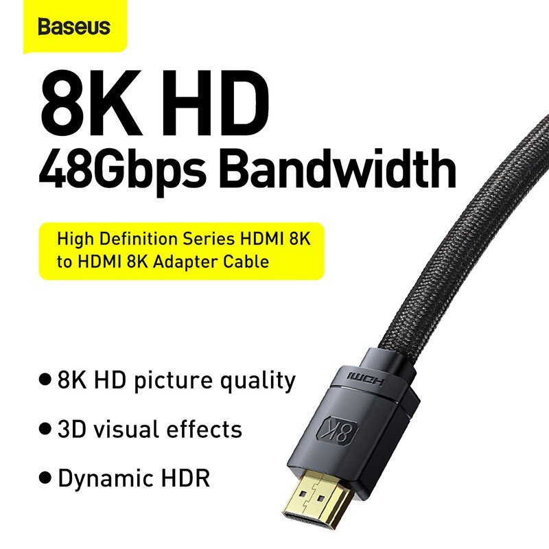 Kabelis Baseus High Definition 8K HDMI 1.5m WKGQ040101 kaina ir informacija | Kabeliai ir laidai | pigu.lt