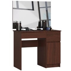 Kosmetinis staliukas su veidrodžiu 90x60 cm, tamsiai ruda kaina ir informacija | Kosmetiniai staliukai | pigu.lt