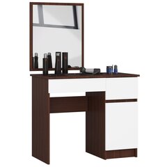 Kosmetinis staliukas su veidrodžiu 50x60 cm, tamsiai ruda/balta kaina ir informacija | Kosmetiniai staliukai | pigu.lt