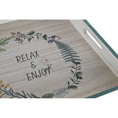 поднос для закусок DKD Home Decor Relax & Enjoy Натуральный Деревянный Зеленый (32 x 32 x 4,5 cm) цена и информация | Посуда, тарелки, обеденные сервизы | pigu.lt