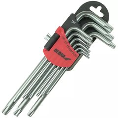 Torx raktai ilgi T10-T50 rinkinys 9vnt., CRV kaina ir informacija | Mechaniniai įrankiai | pigu.lt