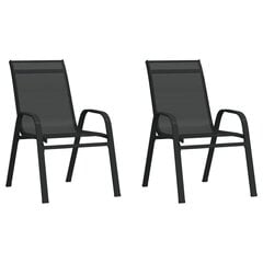 Sudedamos sodo kėdės, 2vnt., juodos, tekstileno audinys kaina ir informacija | Lauko kėdės, foteliai, pufai | pigu.lt