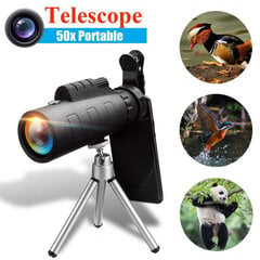 Žiūronas, monoklis su objektyvu-teleskopu telefonui, priartinimu ir trikoju 50x60,dėklu kaina ir informacija | Objektyvai | pigu.lt