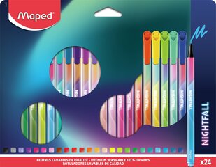 Фломастеры MAPED Nightfall 0.8 мм, 24 цвета цена и информация | Принадлежности для рисования, лепки | pigu.lt