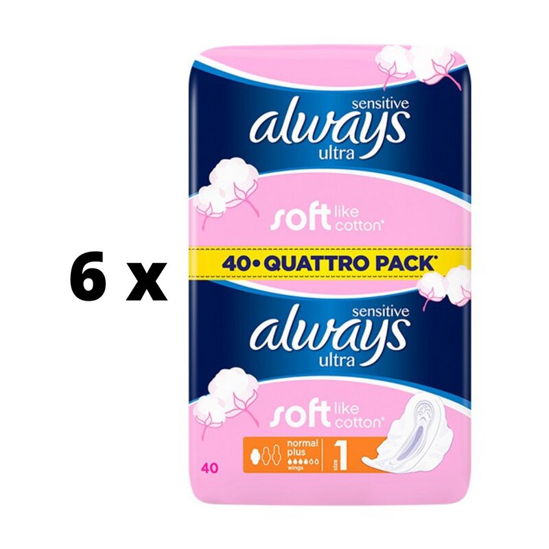 Higieniniai paketai Always Ultra Sensitive Quattro, 40 vnt. x 6 vnt. pakuotė цена и информация | Tamponai, higieniniai paketai, įklotai | pigu.lt