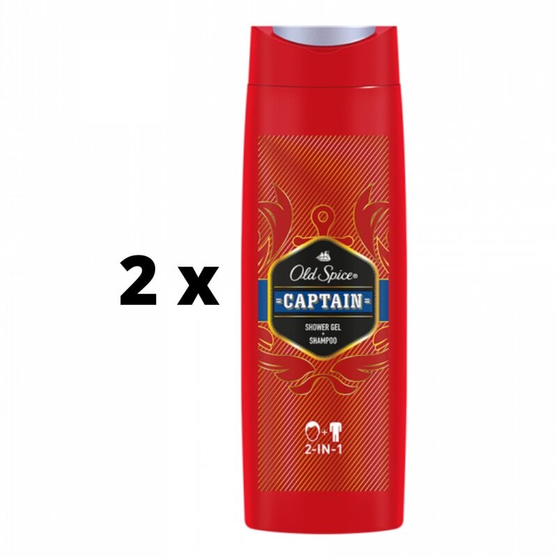 Dušo gelis Old spice Captain, 400 ml, 2 vnt. цена и информация | Dušo želė, aliejai | pigu.lt