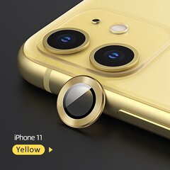 USAMS Camera Lens Glass iPhone 11 metal ring żółty|yellow BH572JTT06 (US-BH572) цена и информация | Защитные пленки для телефонов | pigu.lt