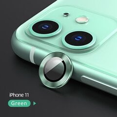 USAMS Camera Lens Glass iPhone 11 metal ring zielony|green BH572JTT05 (US-BH572) цена и информация | Защитные пленки для телефонов | pigu.lt