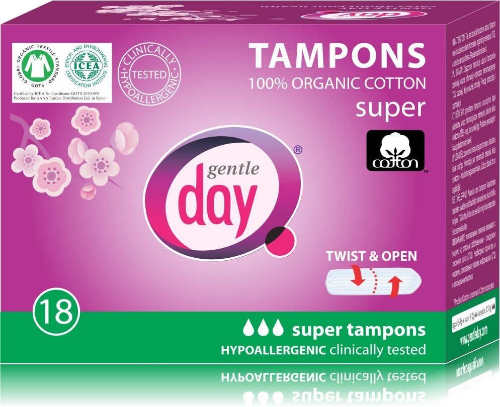 Tamponai Gentle Day Super, 18 vnt. kaina ir informacija | Tamponai, higieniniai paketai, įklotai | pigu.lt