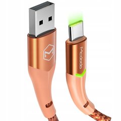 "McDodo" telefono kabelis, greitasis įkrovimas, USB-C, USB, 1 m, QC 4.0, su LED ekranu, oranžinis kaina ir informacija | Laidai telefonams | pigu.lt