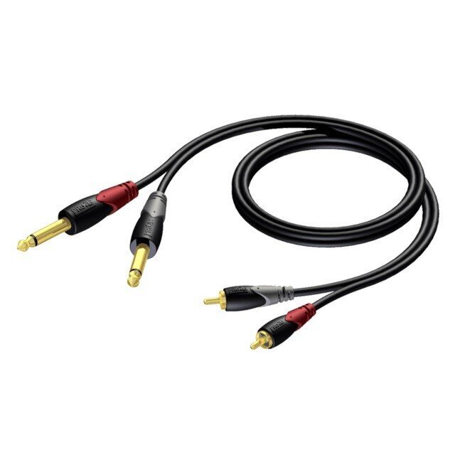 Procab, 2X RCA/2X6,3mm, 3 m kaina ir informacija | Kabeliai ir laidai | pigu.lt