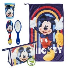 Детский дорожный туалетный набор Mickey Mouse, синий (23 x 16 x 7 см) (4 шт.) цена и информация | Чемоданы, дорожные сумки | pigu.lt
