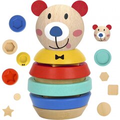 Medinė dėlionė Tooky Toy - Meškiukas kaina ir informacija | Žaislai kūdikiams | pigu.lt