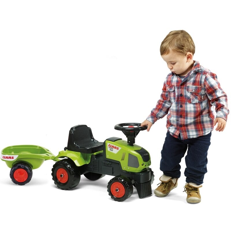 Paspiriamas traktorius su priekaba - Baby Claas Axos 310, žalias kaina ir informacija | Žaislai berniukams | pigu.lt