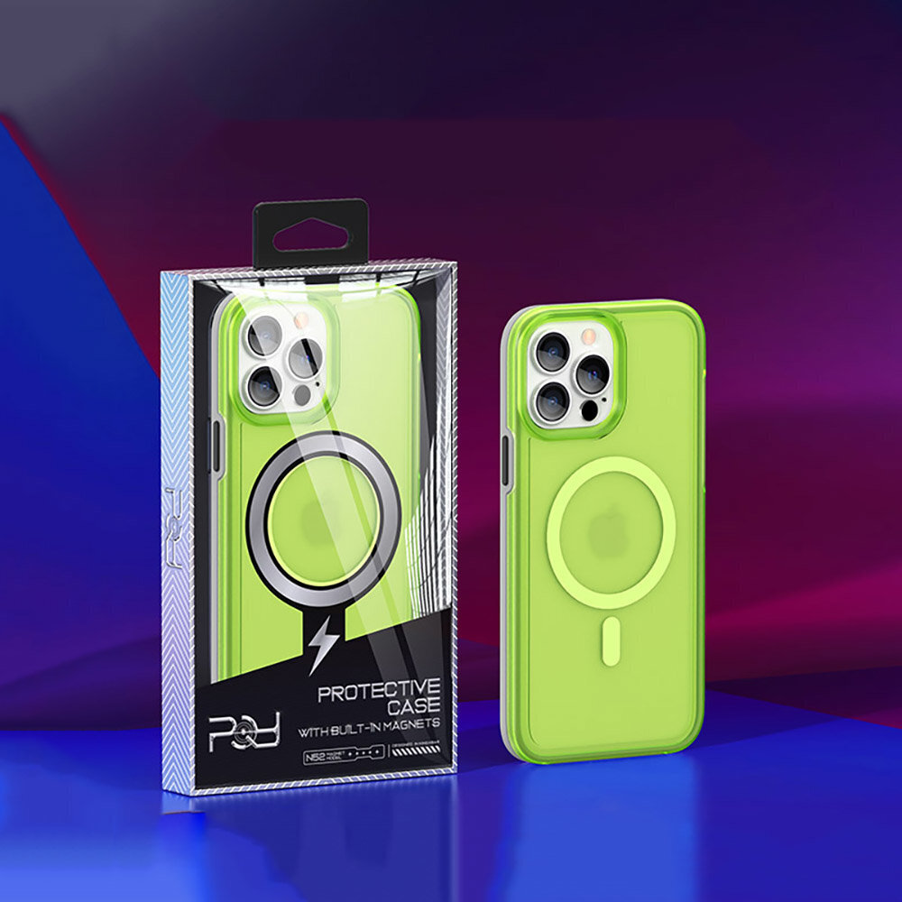 Kingxbar PQY Fluorescence Series Magnetic iPhone 13 Pro Max Housing Red (Magsafe Compatible) kaina ir informacija | Telefono dėklai | pigu.lt