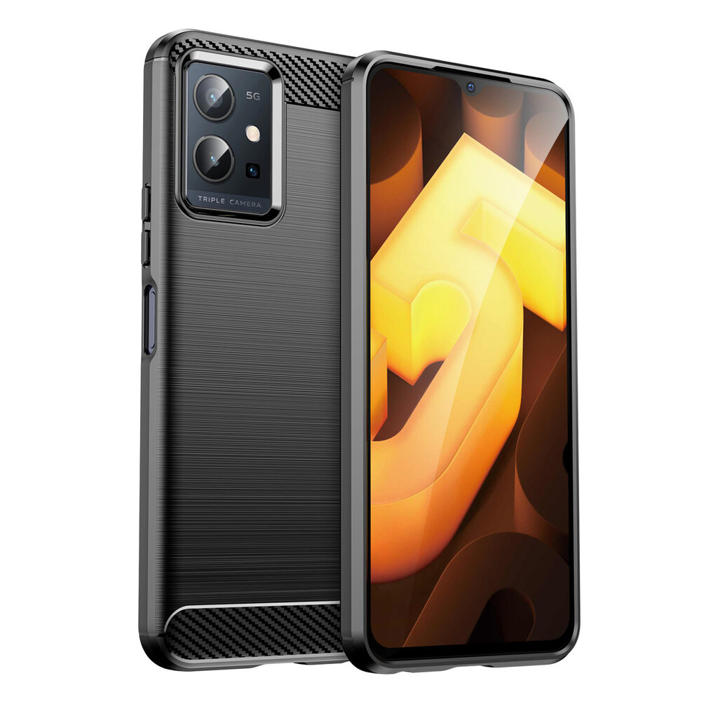 Hurtel Carbon Case skirtas Vivo Y55 / Y75 / Y33s / iQOO Z6 / iQOO U5, juodas kaina ir informacija | Telefono dėklai | pigu.lt