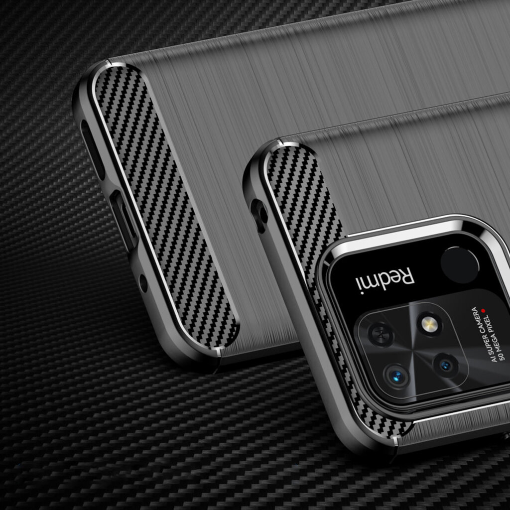 Hurtel Carbon Case skirtas Xiaomi Redmi 10C, juodas kaina ir informacija | Telefono dėklai | pigu.lt