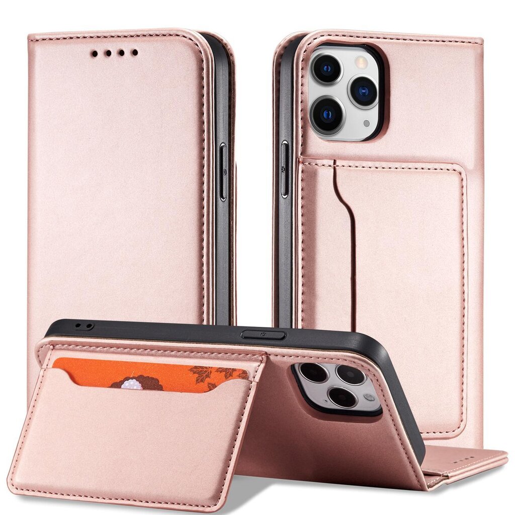 Hurtel Magnet Card Case skirtas iPhone 12, rožinis kaina ir informacija | Telefono dėklai | pigu.lt