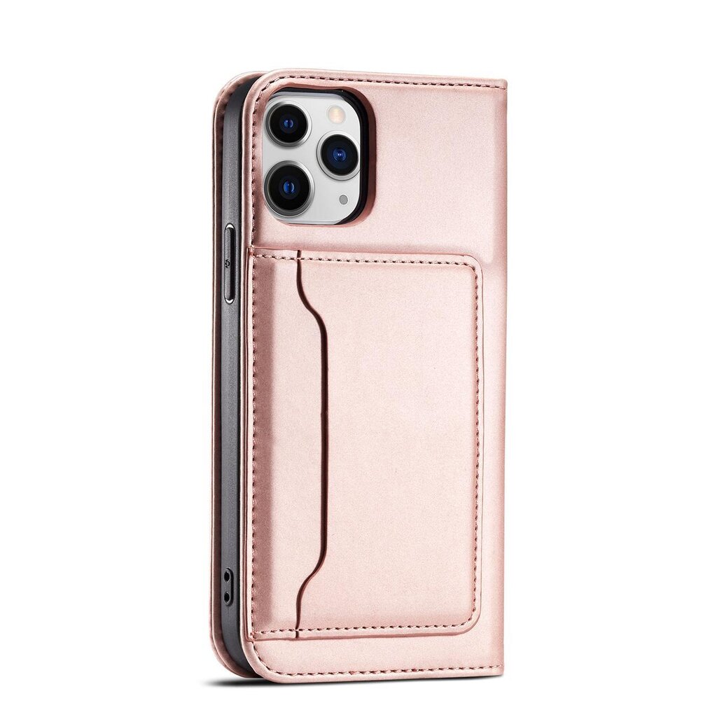 Hurtel Magnet Card Case skirtas iPhone 12, rožinis kaina ir informacija | Telefono dėklai | pigu.lt