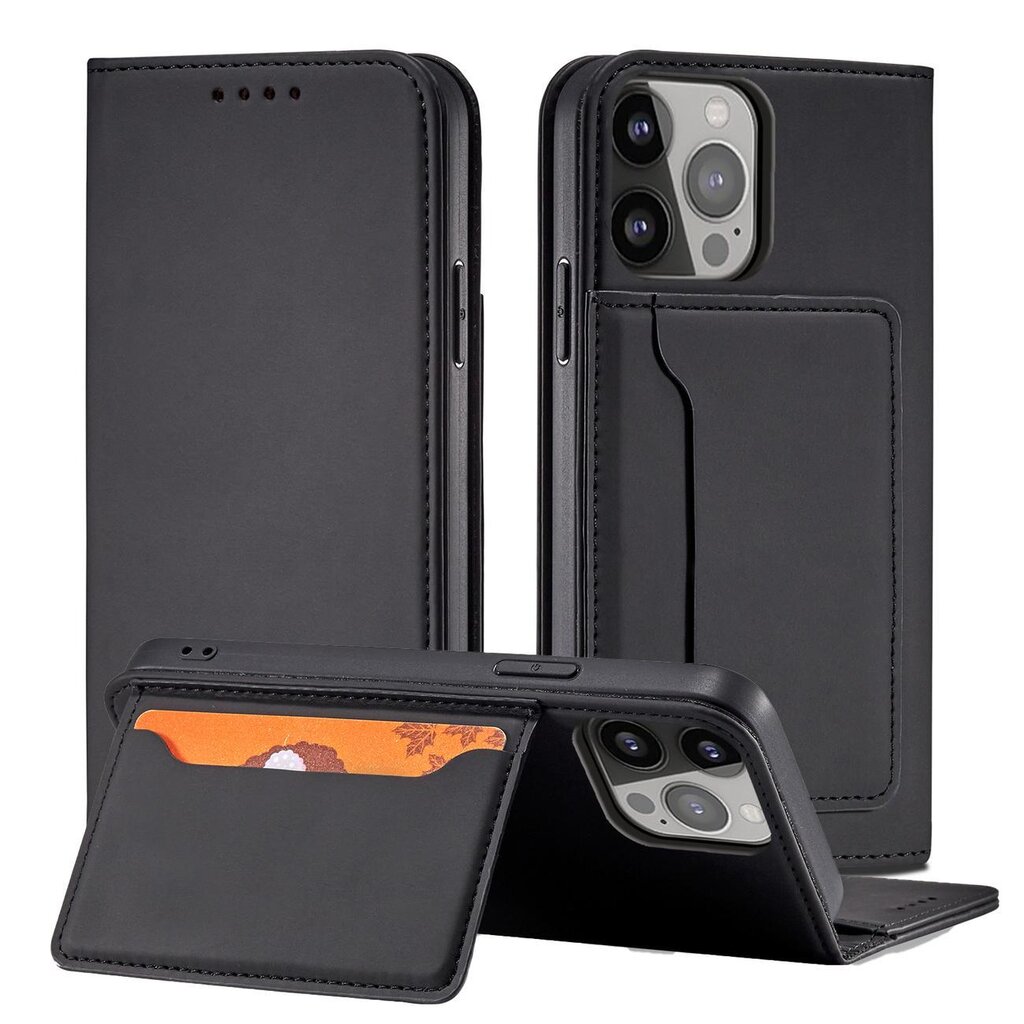 Hurtel Magnet Card Case skirtas iPhone 13, juodas kaina ir informacija | Telefono dėklai | pigu.lt