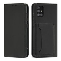 Hurtel Magnet Card Case skirtas Samsung Galaxy A12 5G, juodas kaina ir informacija | Telefono dėklai | pigu.lt