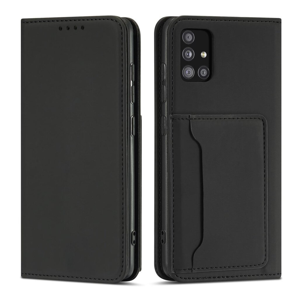 Hurtel Magnet Card Case skirtas Samsung Galaxy A52 5G, juodas kaina ir informacija | Telefono dėklai | pigu.lt