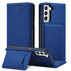 Hurtel Magnet Card Case skirtas Samsung Galaxy S22 + (S22 Plus), mėlynas kaina ir informacija | Telefono dėklai | pigu.lt