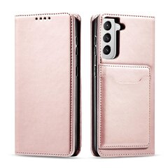 Hurtel Magnet Card Case skirtas Samsung Galaxy S22 + (S22 Plus), rožinis kaina ir informacija | Telefono dėklai | pigu.lt