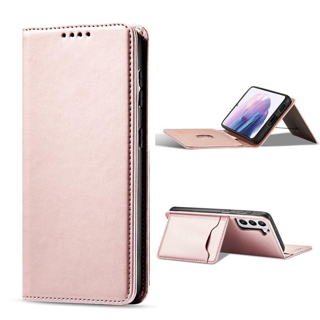 Hurtel Magnet Card Case skirtas Samsung Galaxy S22 + (S22 Plus), rožinis цена и информация | Telefono dėklai | pigu.lt