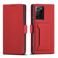 Hurtel Magnet Card Case skirtas Samsung Galaxy S22 Ultra, raudonas kaina ir informacija | Telefono dėklai | pigu.lt