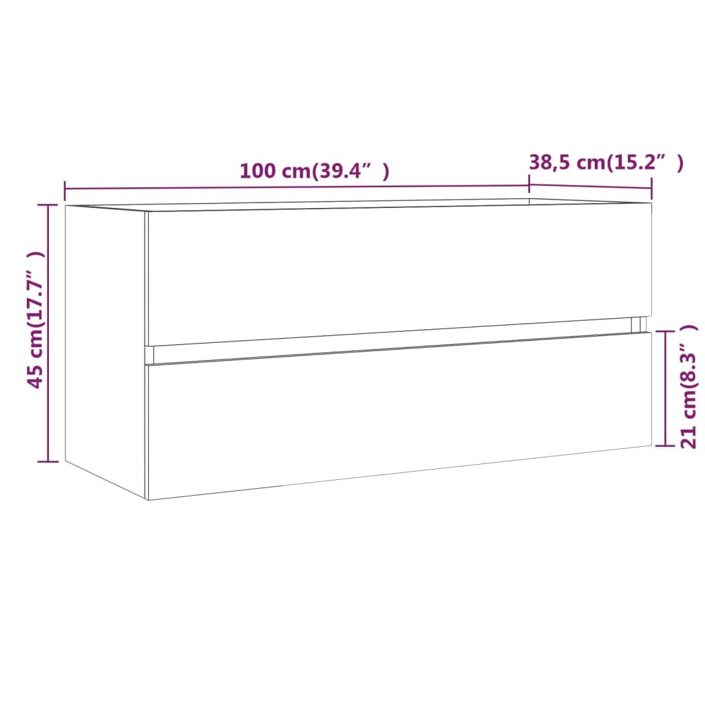 vidaXL Spintelė praustuvui, ruda ąžuolo, 100x38,5x45cm, mediena kaina ir informacija | Vonios komplektai | pigu.lt