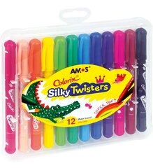 Šilkinės kreidelės Amos Silky Twisters, 12 vnt. kaina ir informacija | Piešimo, tapybos, lipdymo reikmenys | pigu.lt