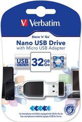 Verbatim Store 'n' Stay 32 GB + Micro USB adapter цена и информация | USB накопители | pigu.lt