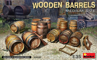 Klijuojamas Modelis MiniArt 35630 Wooden Barrels. Medium Size 1/35 kaina ir informacija | Klijuojami modeliai | pigu.lt