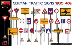 Miniart - German Traffic Signs 1930-40s, 1/35, 35633 цена и информация | Склеиваемые модели | pigu.lt