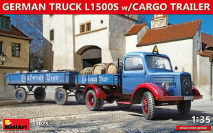 Klijuojamas Modelis MiniArt 38023 GERMAN TRUCK L1500S w/CARGO TRAILER 1/35 kaina ir informacija | Klijuojami modeliai | pigu.lt